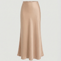 Damen Satin-Midirock mit fließendem Schnitt und hohem Bund