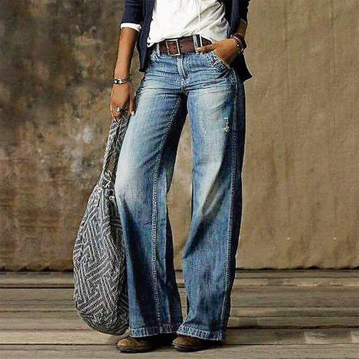 Damen Vintage Denim Jeans mit Weiten Beinen