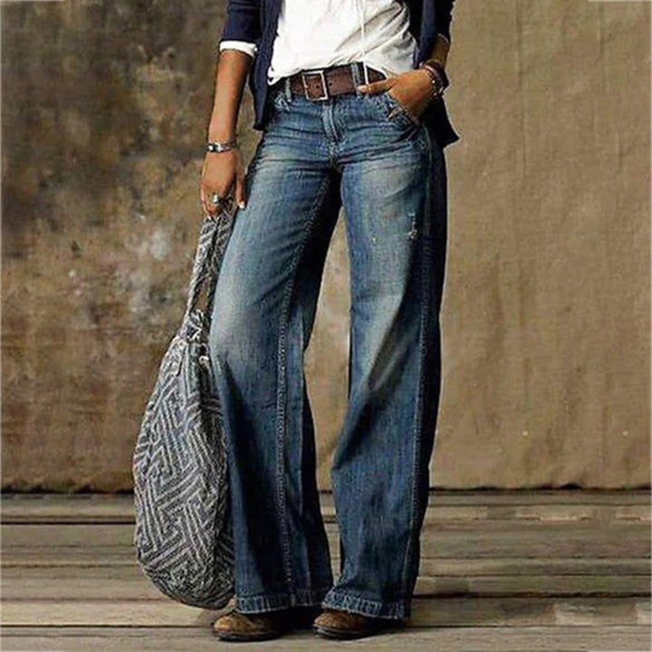 Damen Vintage Denim Jeans mit Weiten Beinen