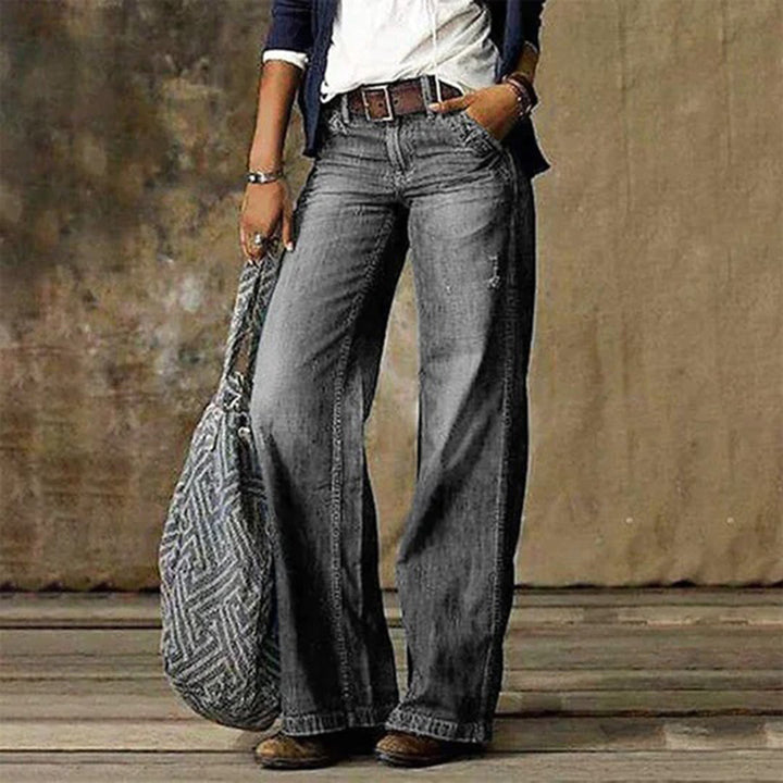 Damen Vintage Denim Jeans mit Weiten Beinen