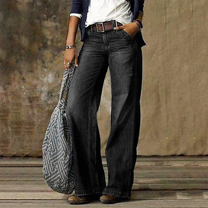 Damen Vintage Denim Jeans mit Weiten Beinen