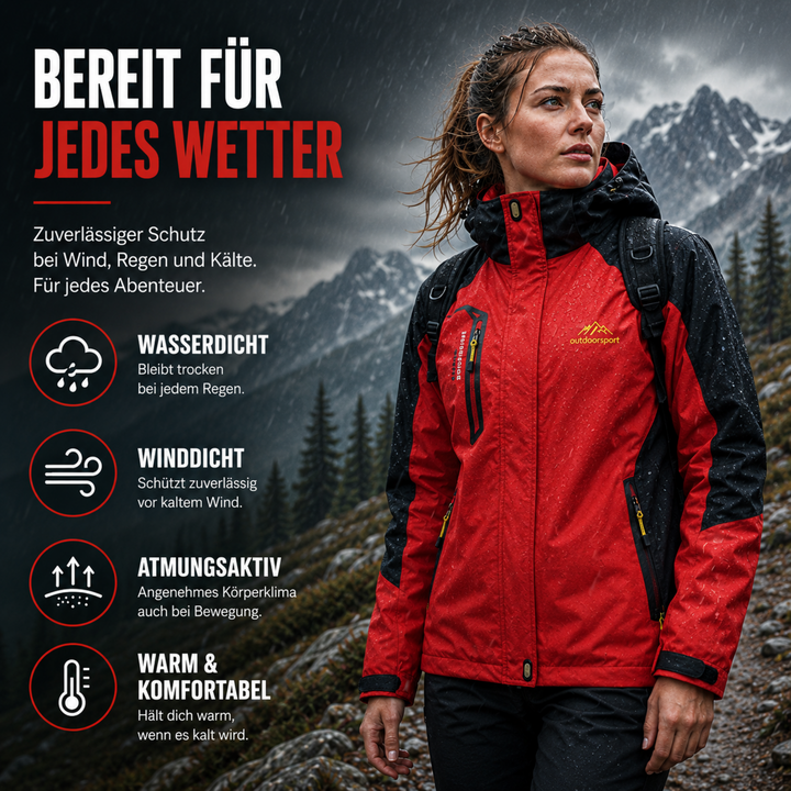 Outdoorjacke Damen wasserdicht & winddicht mit Kapuze