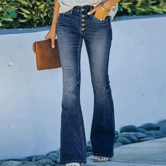 Bootcut-Jeans mit hoher Taille