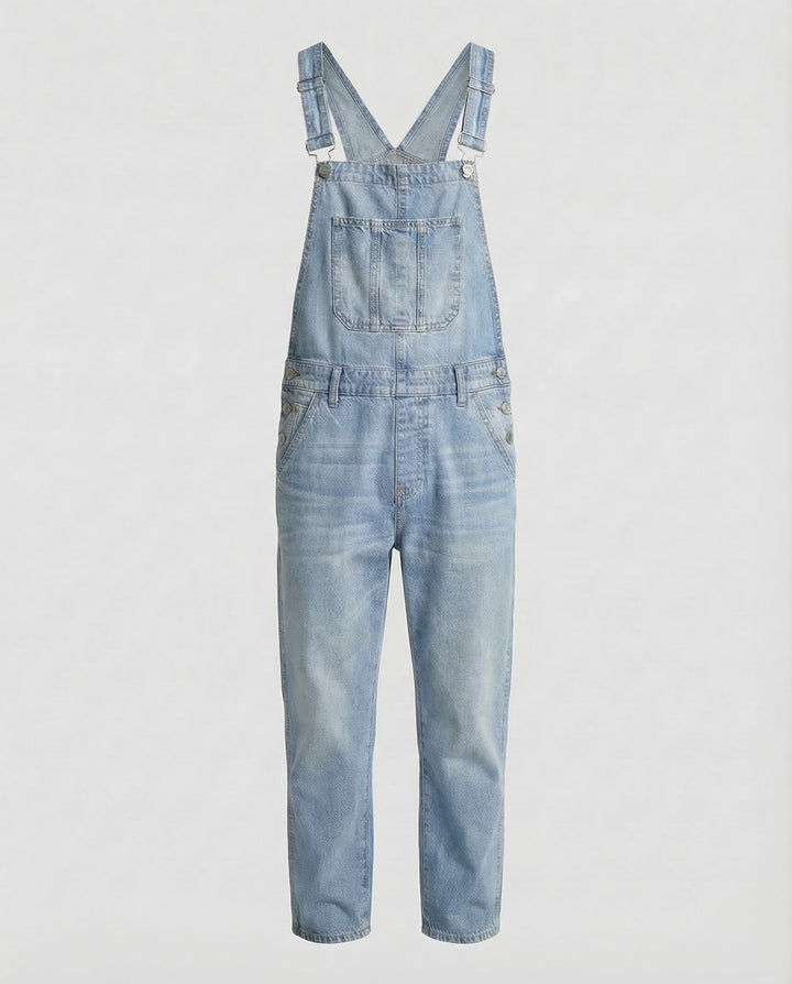 Herren Jeans Latzhose aus Robuster Denim mit Verstellbaren Trägern & Praktischen Taschen