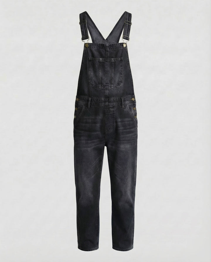 Herren Jeans Latzhose aus Robuster Denim mit Verstellbaren Trägern & Praktischen Taschen