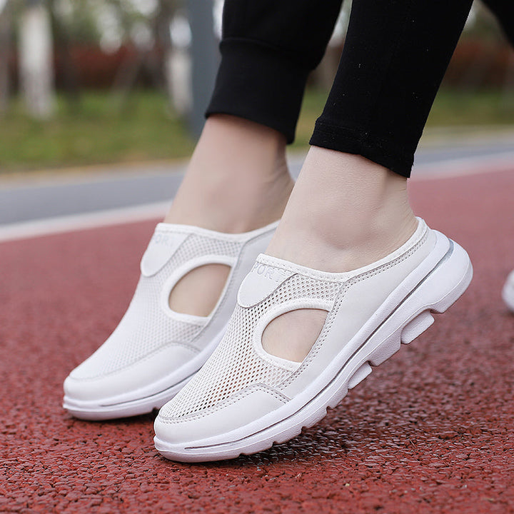 Damen Slip-On-Pantoletten aus Mesh mit seitlichen Ausschnitten | Zeitlos