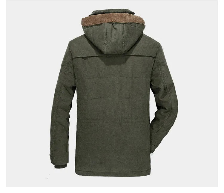 Winterjacke für Männer mit Kapuze, Plüschfutter und Reißverschlusstaschen