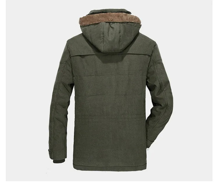 Winterjacke für Männer mit Kapuze, Plüschfutter und Reißverschlusstaschen