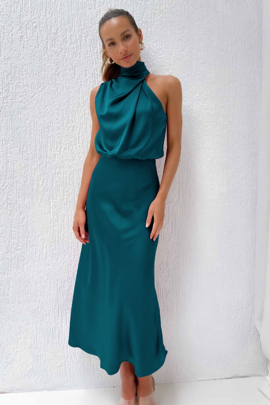 Damen Schickes Neckholder Abendkleid