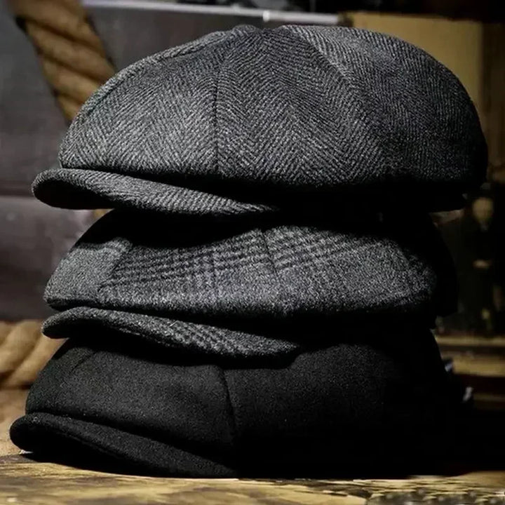 Karierte Vintage Kappe für Damen und Männer – Schiebermütze mit Schirm