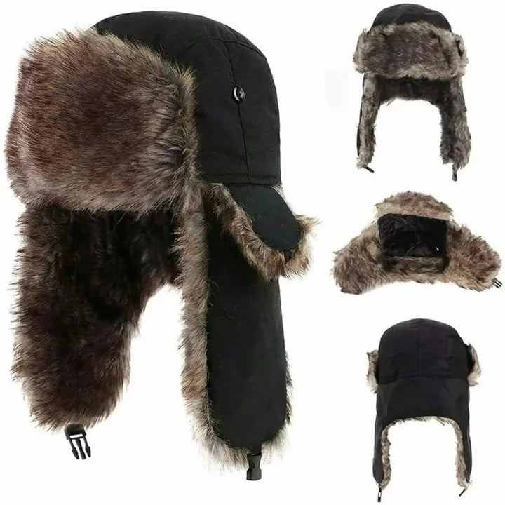 Mütze mit Ohrenklappen – Russische Ushanka Kappe für Männer, Winddicht und Warm