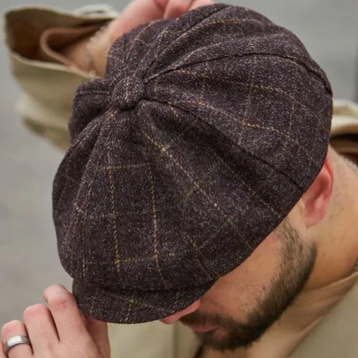 Karierte Vintage Kappe für Damen und Männer – Schiebermütze mit Schirm