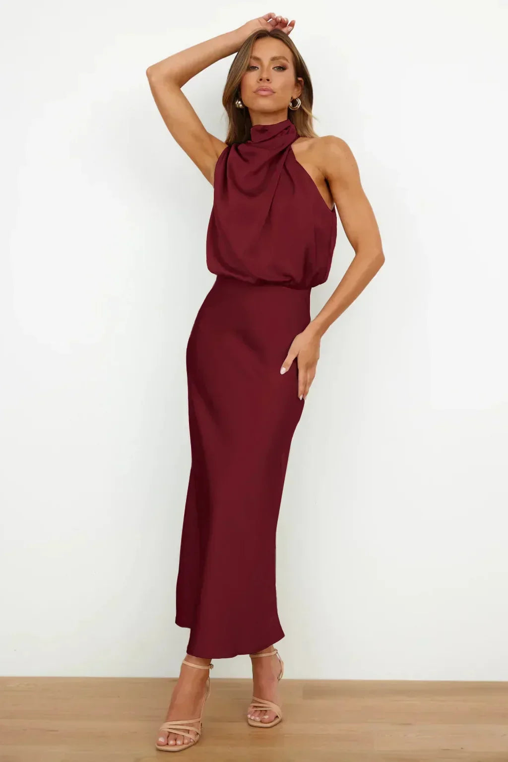 Damen Schickes Neckholder Abendkleid