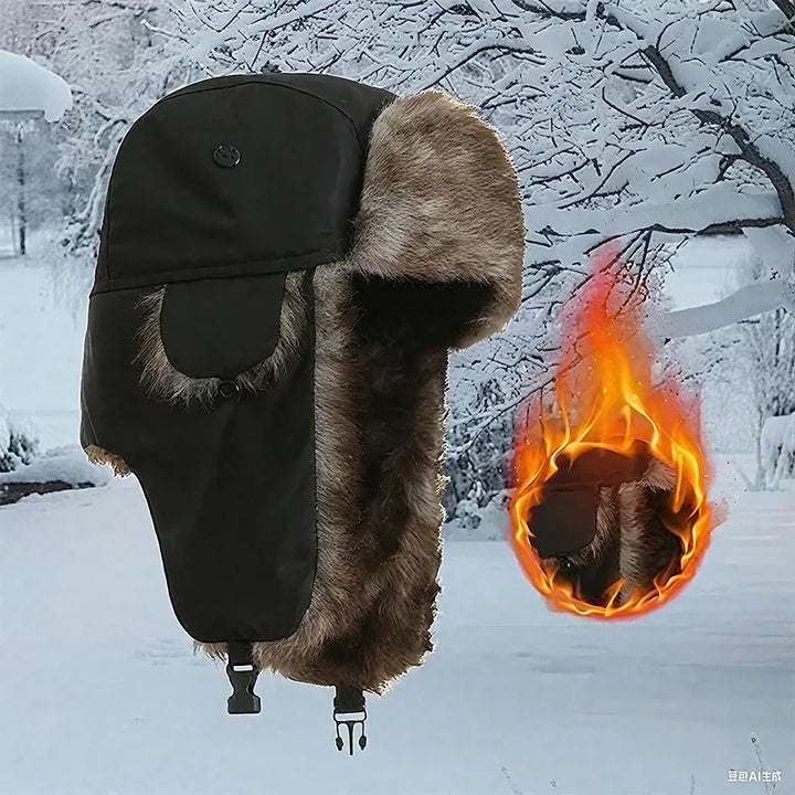 Mütze mit Ohrenklappen – Russische Ushanka Kappe für Männer, Winddicht und Warm