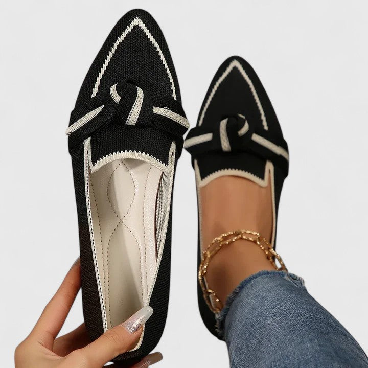 Damen Orthopädische Spitz Zulaufende Knoten Loafer