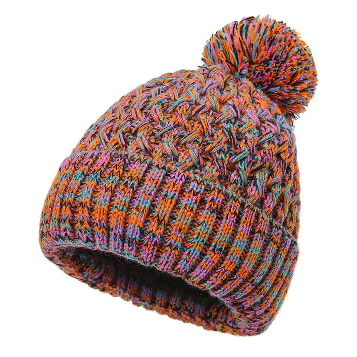Bommelmütze Damen – Gestrickte Wintermütze mit Bommel und Ananas-Muster