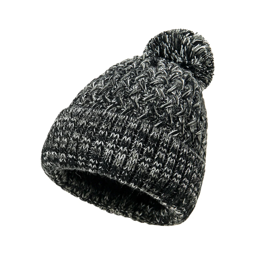 Bommelmütze Damen – Gestrickte Wintermütze mit Bommel und Ananas-Muster