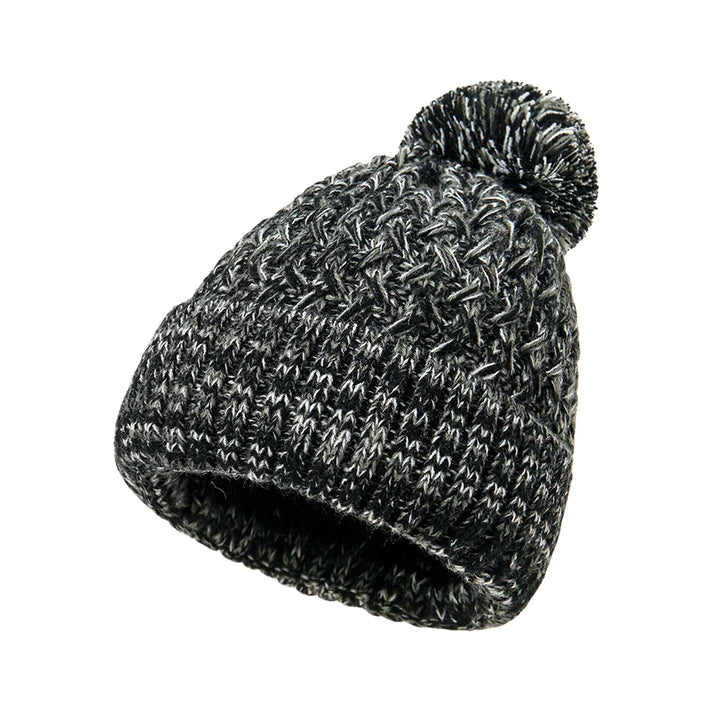 Bommelmütze Damen – Gestrickte Wintermütze mit Bommel und Ananas-Muster
