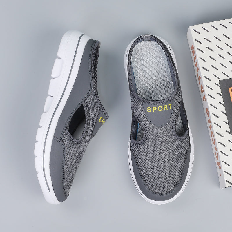 Damen Slip-On-Pantoletten aus Mesh mit seitlichen Ausschnitten | Zeitlos