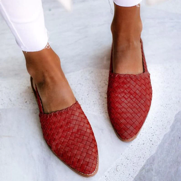 Damen Frühlings Geflochtene Slingback-Ballerinas