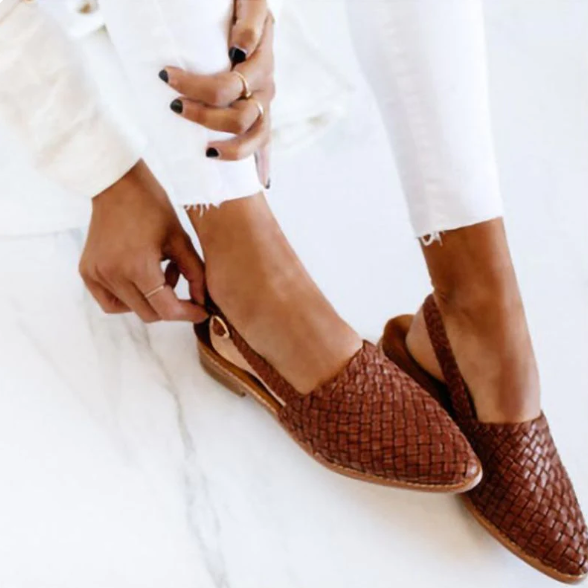 Damen Frühlings Geflochtene Slingback-Ballerinas