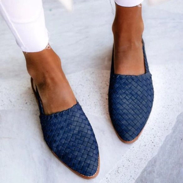 Damen Frühlings Geflochtene Slingback-Ballerinas