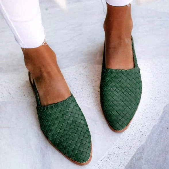 Damen Frühlings Geflochtene Slingback-Ballerinas