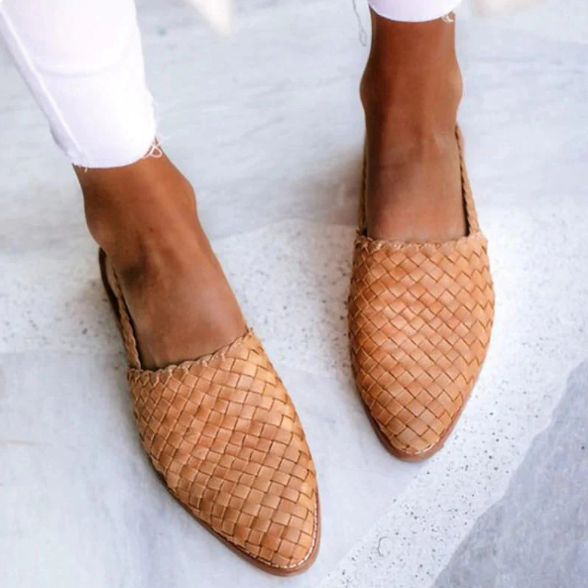 Damen Frühlings Geflochtene Slingback-Ballerinas