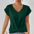 Damen V-Neck Bluse mit kurzen Ärmeln