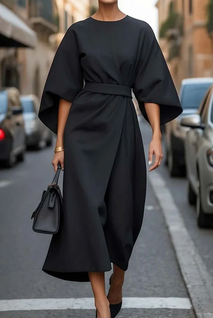 Damen Midikleid mit Taillengürtel
