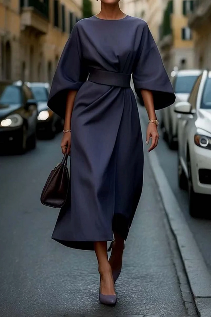 Damen Midikleid mit Taillengürtel