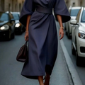 Damen Midikleid mit Taillengürtel