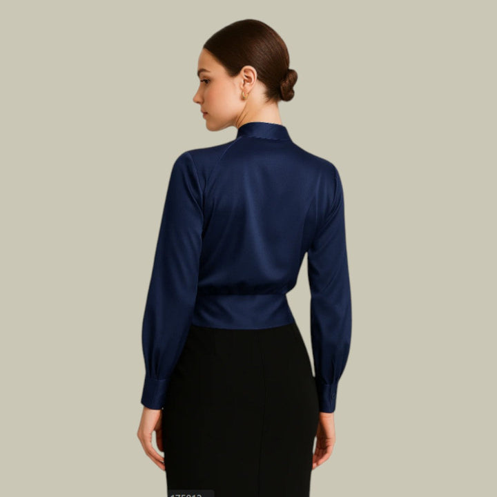 Elegante Satin Wickelbluse für Damen