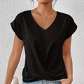 Damen V-Neck Bluse mit kurzen Ärmeln