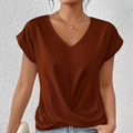 Damen V-Neck Bluse mit kurzen Ärmeln