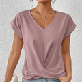 Damen V-Neck Bluse mit kurzen Ärmeln