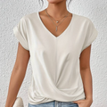 Damen V-Neck Bluse mit kurzen Ärmeln
