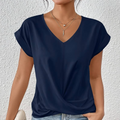 Damen V-Neck Bluse mit kurzen Ärmeln