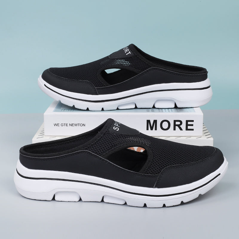 Damen Slip-On-Pantoletten aus Mesh mit seitlichen Ausschnitten | Zeitlos