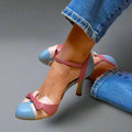 Damen Klassische Pumps mit Schleifenriemen und mittlerem Absatz