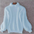 Damen Weicher Flauschiger Winterpullover mit hohem Kragen