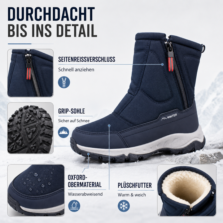 Wasserdichte Winterstiefel Damen gefüttert mit Reißverschluss