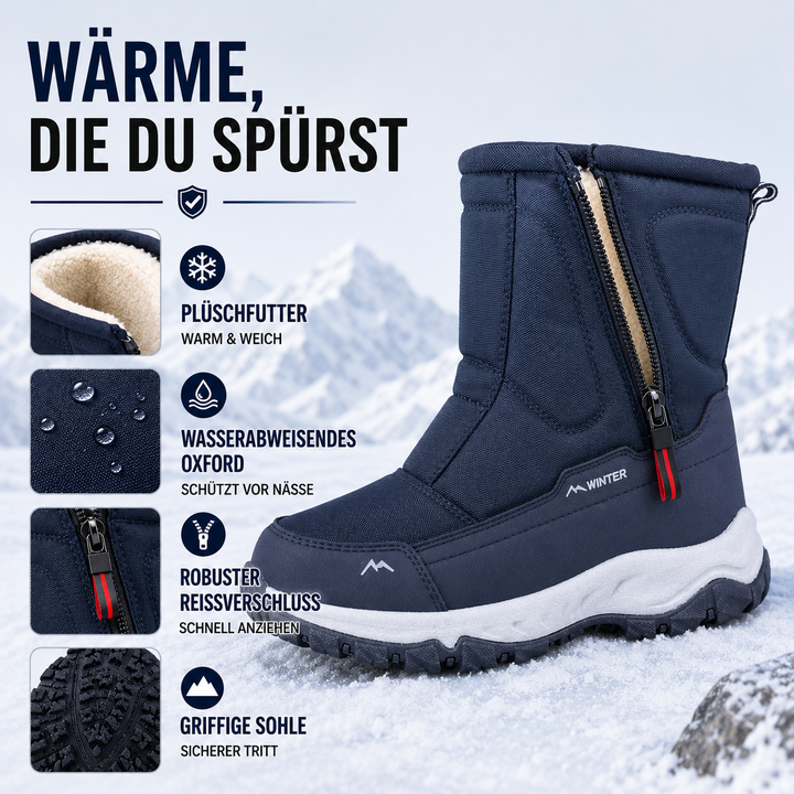 Wasserdichte Winterstiefel Damen gefüttert mit Reißverschluss