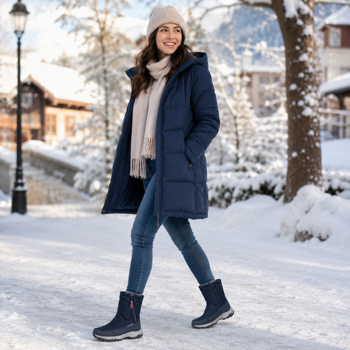 Wasserdichte Winterstiefel Damen gefüttert mit Reißverschluss