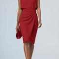 Damen Midi-Kleid mit Schlüsselloch-Ausschnitt und Raffung