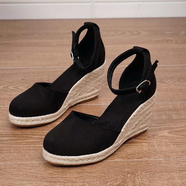 Damen Lässige Keilsandalen mit Knöchelschnalle