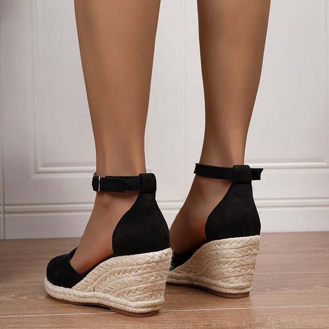Damen Lässige Keilsandalen mit Knöchelschnalle