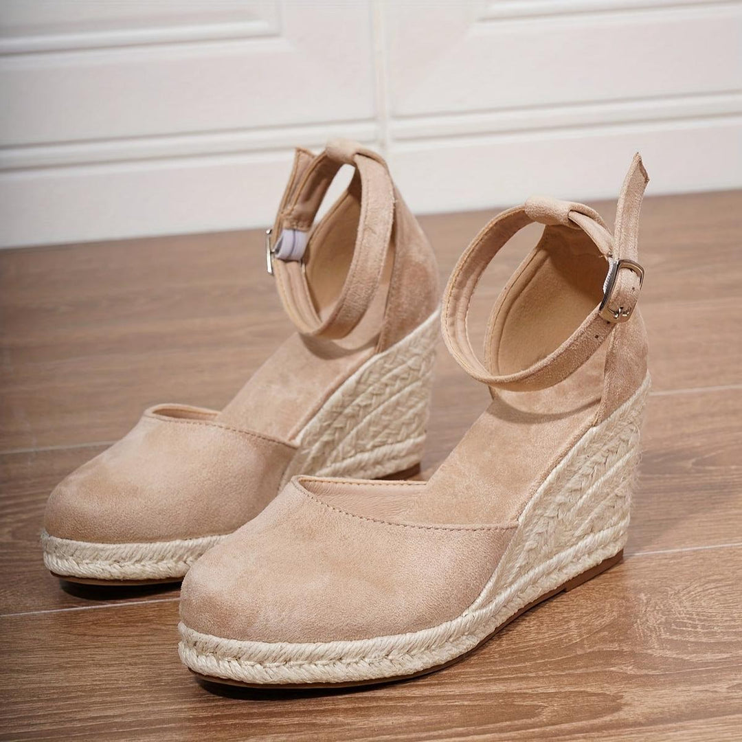 Damen Lässige Keilsandalen mit Knöchelschnalle