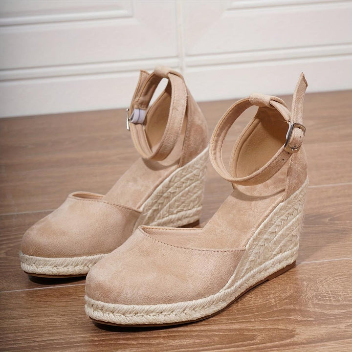 Damen Lässige Keilsandalen mit Knöchelschnalle