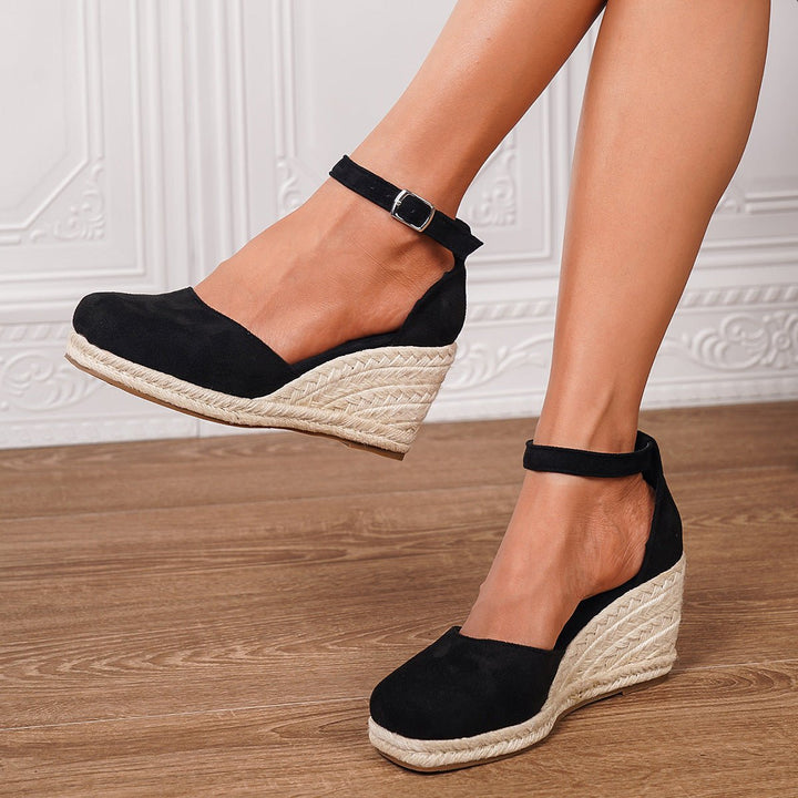 Damen Lässige Keilsandalen mit Knöchelschnalle